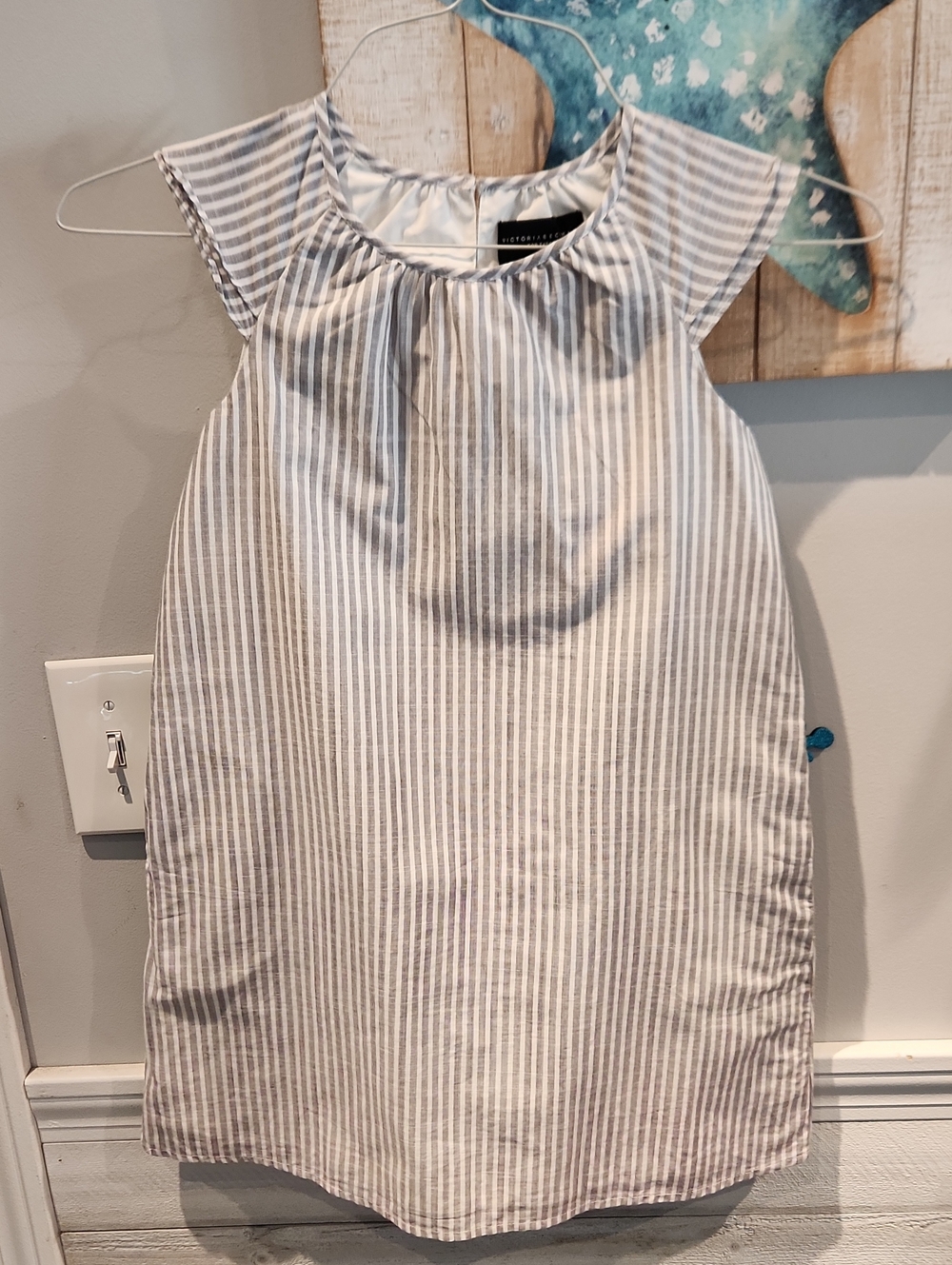NWOT Victoria Beckman For Target Women'Girl's Gray & White Striped Dress Sz M